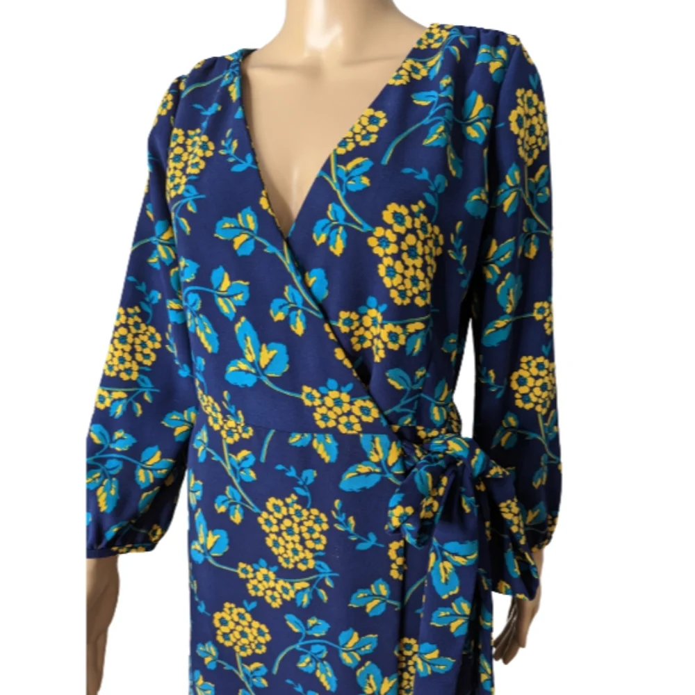 J. Crew Golden Floral 365 Crepe Wrap Dress 4